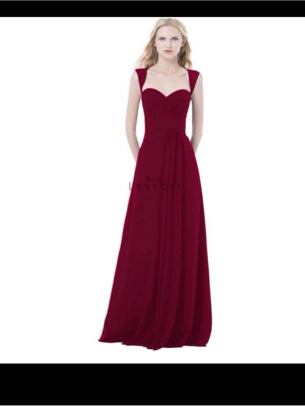 David's Bridal Cranberry Sweetheart Maxi Dress
